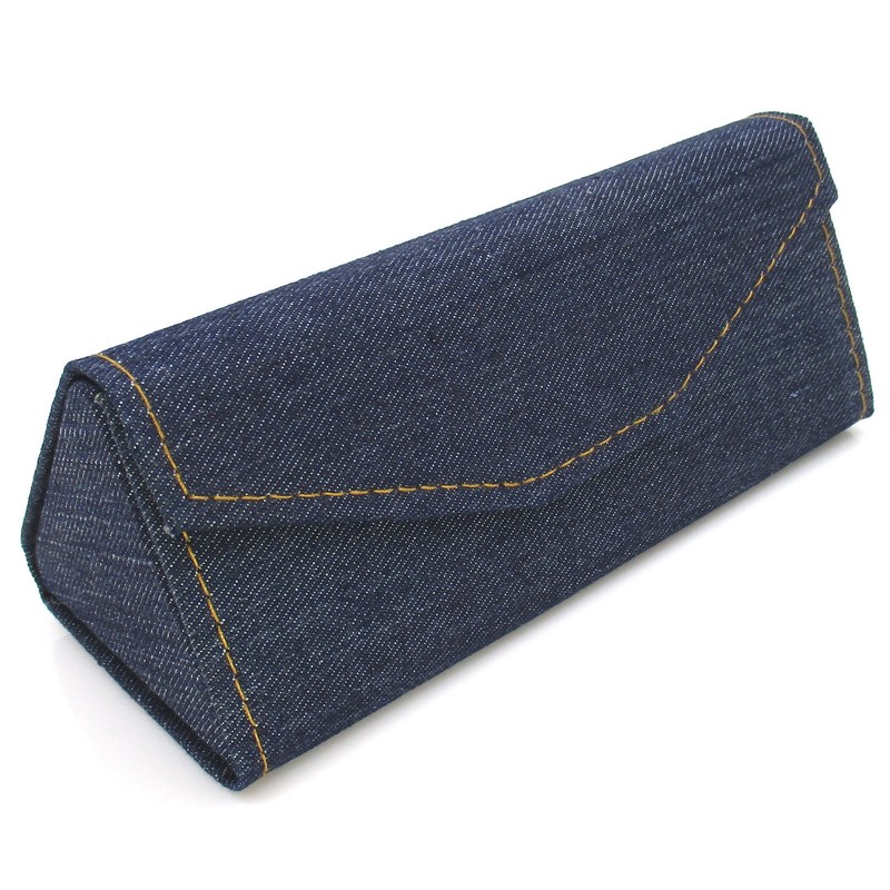 KKD Stylish Denim Glasses Hard Case, Triangle, Foldable, Simple, Storage,