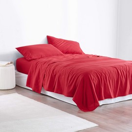 Byourbed Microfiber Twin XL Bedding Sheet Set - Cherry Red