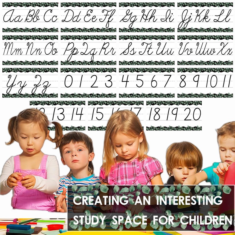 15 Pieces Cursive Alphabet Line Bulletin Board Set ABC Alphabet