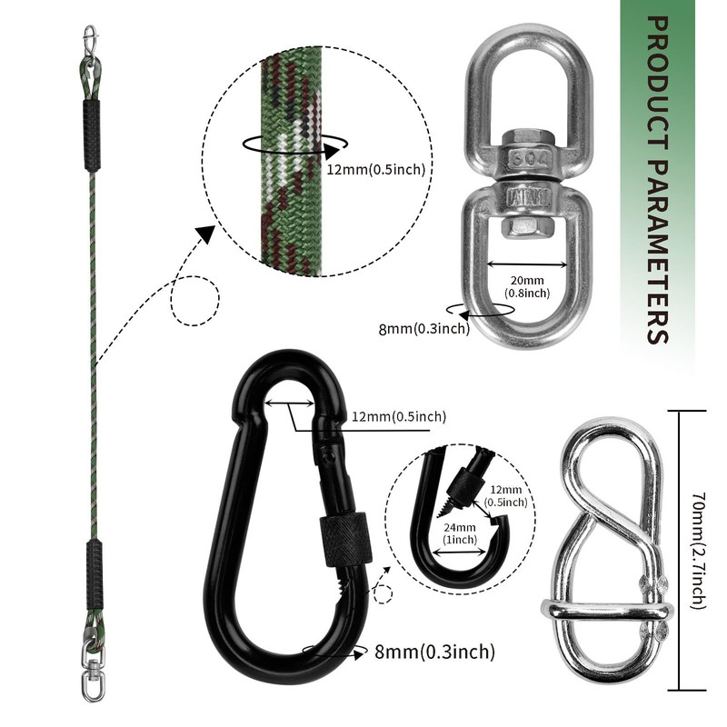 Dakzhou 5.6Ft(67") Heavy Duty Tree Swing Rope Hammock,Tree Swings Hanging