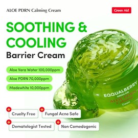 EQQUALBERRY ALOE PDRN Calming Cream | 7% Aloe PDRN & 10% Aloe Vera Water + 5-Cica | Cooling Gel Moisturizer for Oily Skin, Barrier Repair & Blemish Ma