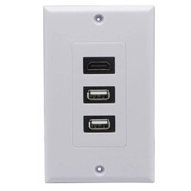 HDMI USB 2.0 Wall Plate, Halokny 1 Port HDMI Female + 2 Port USB2.0 Female Video Component Composite Charger Outlet Mount Socket Face Plate Panel Cover (2 USB2.0+1 HDMI)