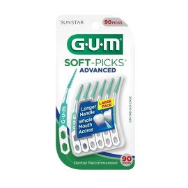 GUM Soft-Picks Advanced, Easy to Use Dental Picks (90ct) for Teeth Cleaning & Gu