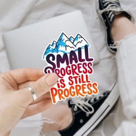 (3 Pcs) Small Progress is Still Progress Sticker Motivational Quote – Aesthetic Vinyl Decal for Laptop, Water Bottle, Journal, Gym, Mental Health Positivity – 3 Inch