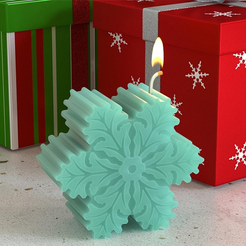 Christmas Silicone Snowflake Mold Candle Soap, DIY Aromatherapy Plaster Candle