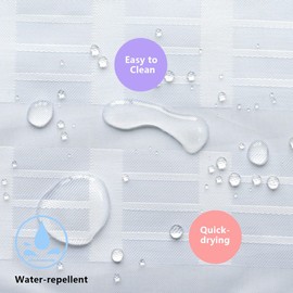 YISURE Short Shower Curtain, White Jacquard Shower Curtain for Bathroom Tub, Waterproof Fabric Shower Curtain with Plastic Hooks 71" W x59 L /180x150cm