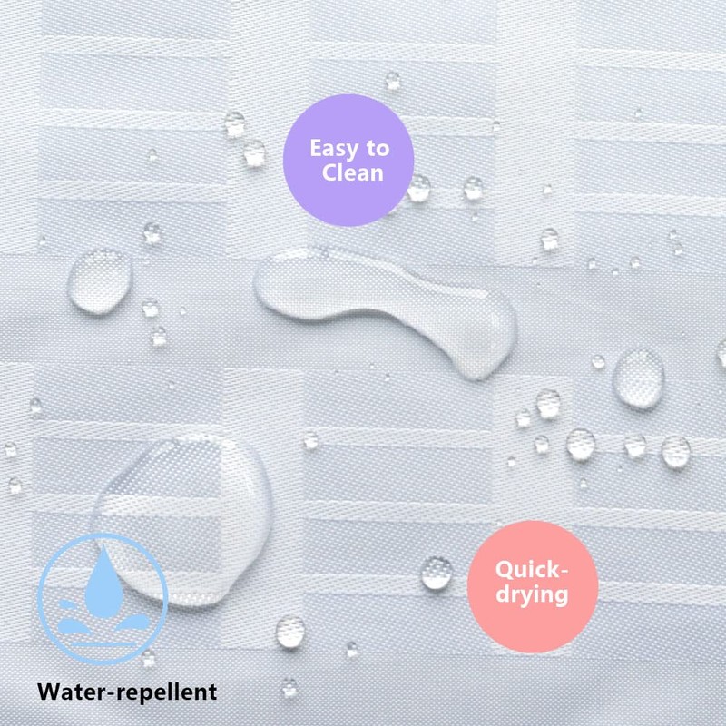 YISURE Short Shower Curtain, White Jacquard Shower Curtain for Bathroom