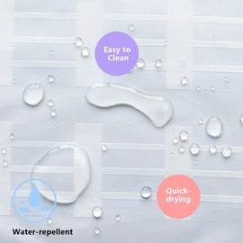 YISURE Short Shower Curtain, White Jacquard Shower Curtain for Bathroom Tub, Waterproof Fabric Shower Curtain with Plastic Hooks 71" W x59 L /180x150cm