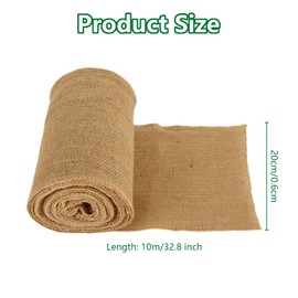 AKOLAFE 10 m Jute Table Runner Roll Jute Ribbon Natural 20 cm Ready Brown Hessian Ribbon Jute Ribbon 20 cm x 10 m Decorative Ribbon for Wedding, Gift Parking, Crafts, Christmas, Home Decoration