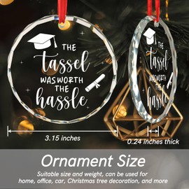Graduation Gifts The Tassel was Worth The Hassle High School College Graduation Gifts for Women Men New Job Gift Congratulations Gift for Students Christmas Tree Decorations Glass Round Ornament