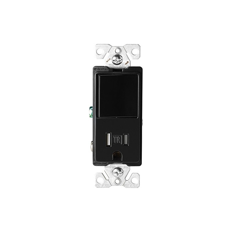 Eaton TR7730BK 15-Amp 3-Wire Tr Receptacle 120V Decorator Combination Single-Pole