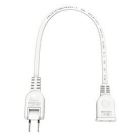 Extension Cord, Thin, 11.8 inches (30 cm), 1 Gang, White, 0.1 ft (0.3 m), Swing Plug, 15A, 1500W, AC Adapter, Neatly Connected, Outlet, Double Covered, Insulated Cap, Tracking, Soft, Slightly Cord,
