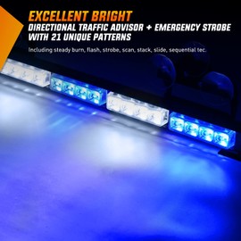 Nilight Traffic Advisor Emergency Strobe Light Bar 35Inch 32LED 21 Flash Patterns Directional Safety Warning Lights with Cigar Lighter on Trucks Police Cars Construction Vehicles