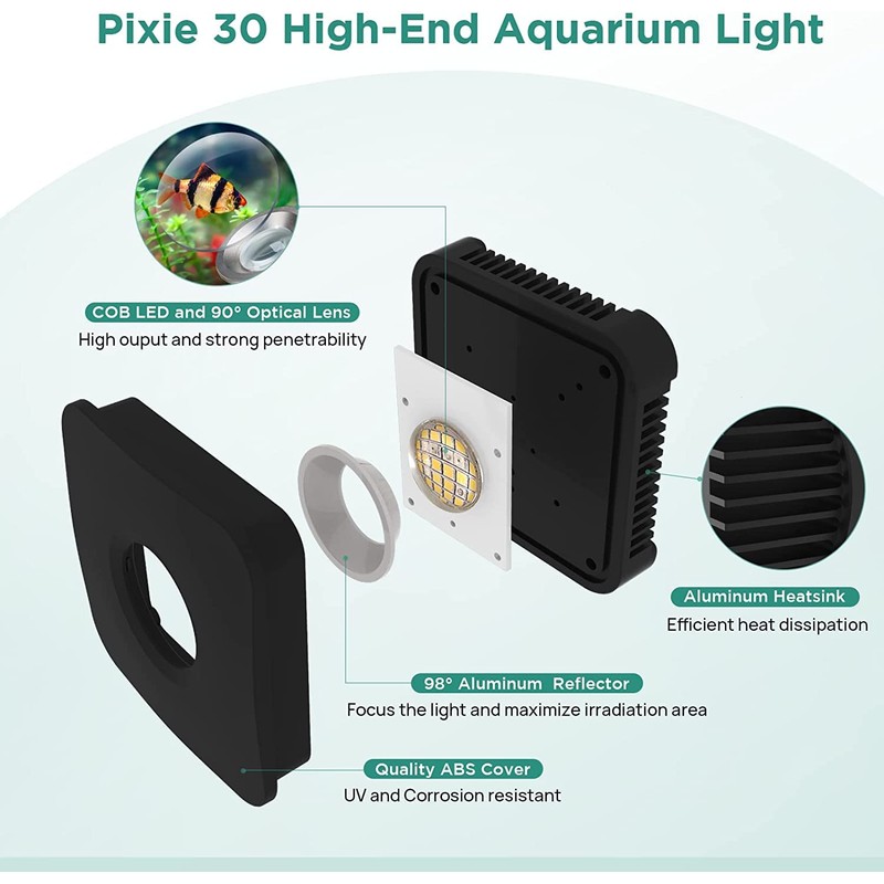Lominie LED Aquarium Light, Full Spectrum Fish Tank Light, Clip