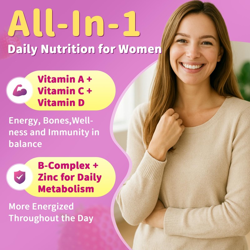 Multivitamin for Women Gummies With Iron, Magnesium, Folate, Biotin, Zinc,