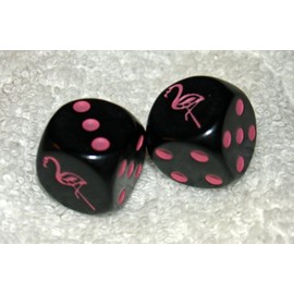 Black With Pink Flamingos Dice Pair by NON-Label