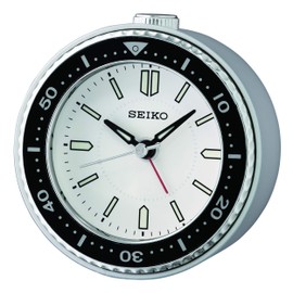 Seiko Alarm Clock, Plastic, Silver/Black, 95 mm