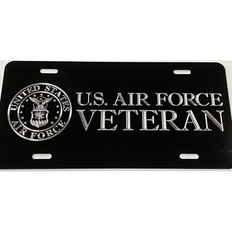 Diamond Etched Products REFLECTIVE US Air Force Veteran Car Tag