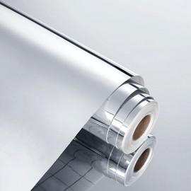 WESTICK Large Mirror Stickers for Walls 24"x394" Self Adhesive Silver Contact Paper Peel and Stick Mirror Wallpaper Silver Permanent Vinyl for Home Decor Gym Walls Appliance Crafts DIY Shelf Liner