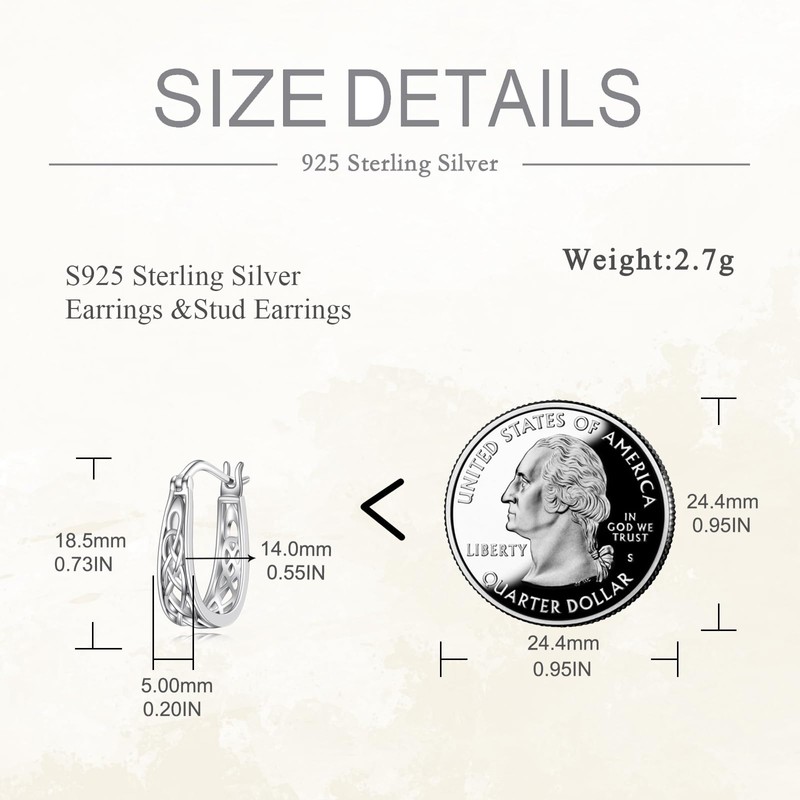 VONALA Celtic Hoop Earrings 925 Sterling Silver Celtic Knot Huggie