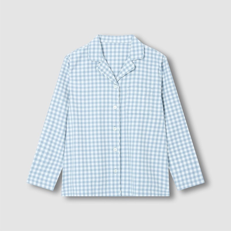 JAJU [JAJU/자주] 여 플란넬 파자마 세트_다크 블루 [JAJU] Women's Flannel