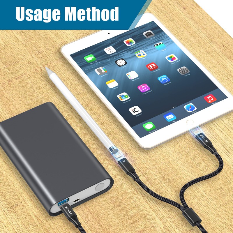 AGVEE 5ft USB-C Male to Lightning Female Charging Pencil Adapter
