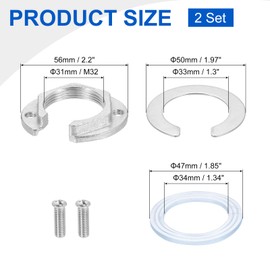 QUARKZMAN 2Sets Female Threaded Hex Nut 1-1/4" Stainless Steel 304 C Type Single Hole Faucet Nuts with C Type Gasket Faucet Fixing Tool Set