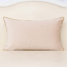 Alerfa 12 x 20 Inch Off White Beige Gold Leather Patchwork Velvet & Polyester Cushion Case Luxury Modern Lumbar Throw Pillow Cover Decorative Pillow for Couch Sofa Living Room Bedroom Car 30 x 50cm