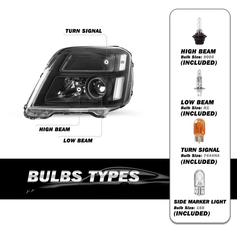 SOCKIR Headlight Assembly Fit for 2010-2015 GMC Terrain SL SLE