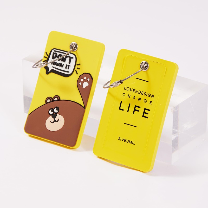 SIVEUMIL 1pcs 2303 Bright Silicone luggage tag (Yellow)