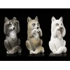 Three Wise Wolf Figures - See Nothing, Hear Nothing, See