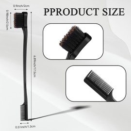 5 Pieces Hair Edge Brush Double Sided Control Hair Brush Comb Combo Pack Smooth Comb Grooming (Black)