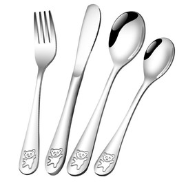 Doubles Trend Children's Cutlery Set 4-Piece Children's Cutlery Stainless Steel Children's Cutlery from 3 Years Polished Universal Packaging