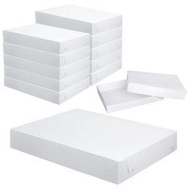 Chivertion 12 Pack Full Sheet Cake Box 26 x 18 x 4 Inch Non Window Bakery Tray Full Sheet Cup Cake Box for Party Bread Display Kitchen Bakery Home Birthday (White)