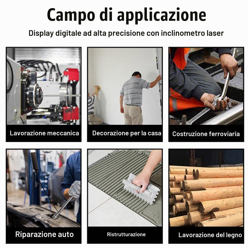 Livella Digitale: Inclinometro Digitale Ricaricabile, LCD Inclinometro Magnetico 4 Lati,