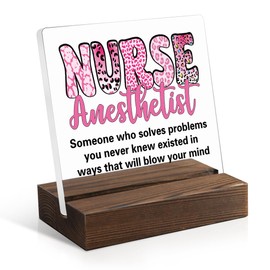 Juoqg Nurse Anesthetist Acrylic Sign with Wooden Stand, Anaesthetist Gifts for Nurse, Graduation Gifts for Nurse Anesthetist, Nurse Anesthetist Appreciation Gifts, CRNA Gifts for Nurse