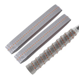CAPASTEC Grip Tape, Tennis, Badminton, 2-Piece Set, Porous, Uneven Specifications, Grip Tape, Shock Absorption, Breathable, For Racquets, Wet Type, Gray (Orange Dots)