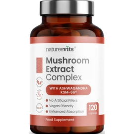4000mg 6 Mushroom Complex with Ashwaghandha KSM-66, Lions Mane, Cordyceps, Shiitake, Reishi, Chaga and Maitake, 120 Capsules, 2/Day Focus and Brain Support Herbal Nootropic - 40% Polysaccharides