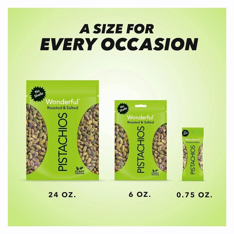 Wonderful Pistachios Pistachios No Shells, Roasted and Salted Nuts, 6