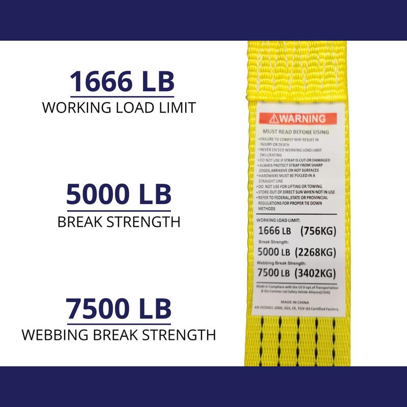 6 Pack 2" x15' Ratchet Strap Tie Down 5000LB J