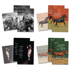 Tree-Free Greetings - All Occasion Cards - Artful Designs - 8 Assorted Cards + Matching Envelopes - Made in USA - 100% Recycled Paper - 5 x 7 - Horse Lovers (GA31615)