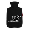 Huuraa Wärmflasche Kos verliebt Geschenk 1,8 Liter Black Classic Veloursbezug