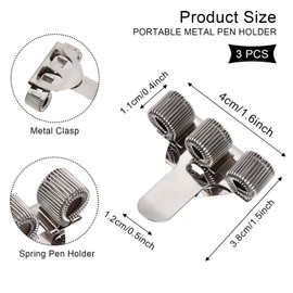 Wisebom 3 Pieces Pen Holder Clips, Three-Hole Metal Pen Holder with 3 Holes and Pocket Clip for Doctors, Nurses, Notebook, Uniform