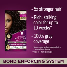 Schwarzkopf Keratin Color Permanent Hair Color, 1.99 Black Purple, 1 Application - Salon Inspired Permanent Hair Dye, for up to 80% Less Breakage vs Untreated Hair and up to 100% Gray Coverage