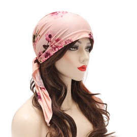 ZLYC Women Summer Chemo Beanie Hat Turbans Head ScaPi Pre-Floral Headwear(Floral Pink)