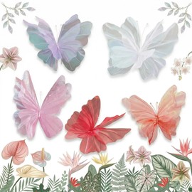 5 Pcs Large 19 Inch 3D Gauze Butterfly Decorations, Mariposas Grandes para Decoracion, Hanging Giant Butterflies for Wedding, Baby Shower, Birthday, Nursery Wall Decor, Photo Backdrop