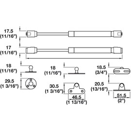 Gedotec BETTI Gas Lift Flap Fitting Flap Spring Kitchen Cabinet for Furniture Flaps Gas Pressure Damper 120 Nm Length 268 mm 2 Compression Springs Strong Complete Set with Mounting Material