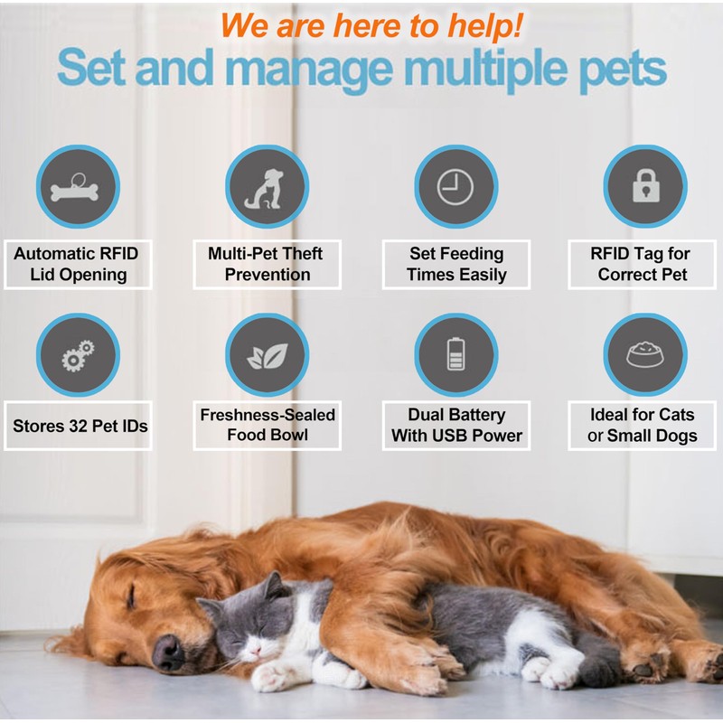 Furrify Automatic Pet Feeder with Active RFID Technology, Dual Source
