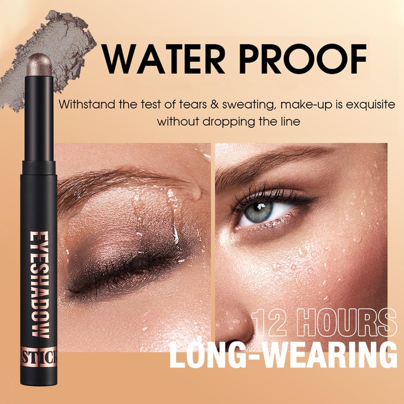 Black Shimmer Eyeshadow Stick Cream Eye Shadow, Cold Brown Glitter