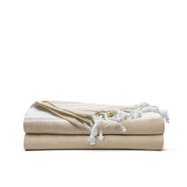 Salt Earth Cotton Turkish Beach Towel, Bath Towels Set of 2 Large, Towels for Bathroom, Beach Essentials,Gym Towels, Quick Dry Towel for Shower & Pool, Lightweight Large Bath Towels for All (Beige)